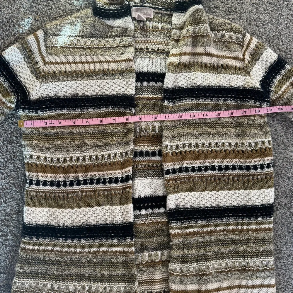 Forever‎ 21 Striped Hooded Open Front Long Cardigan Sweater Women Small